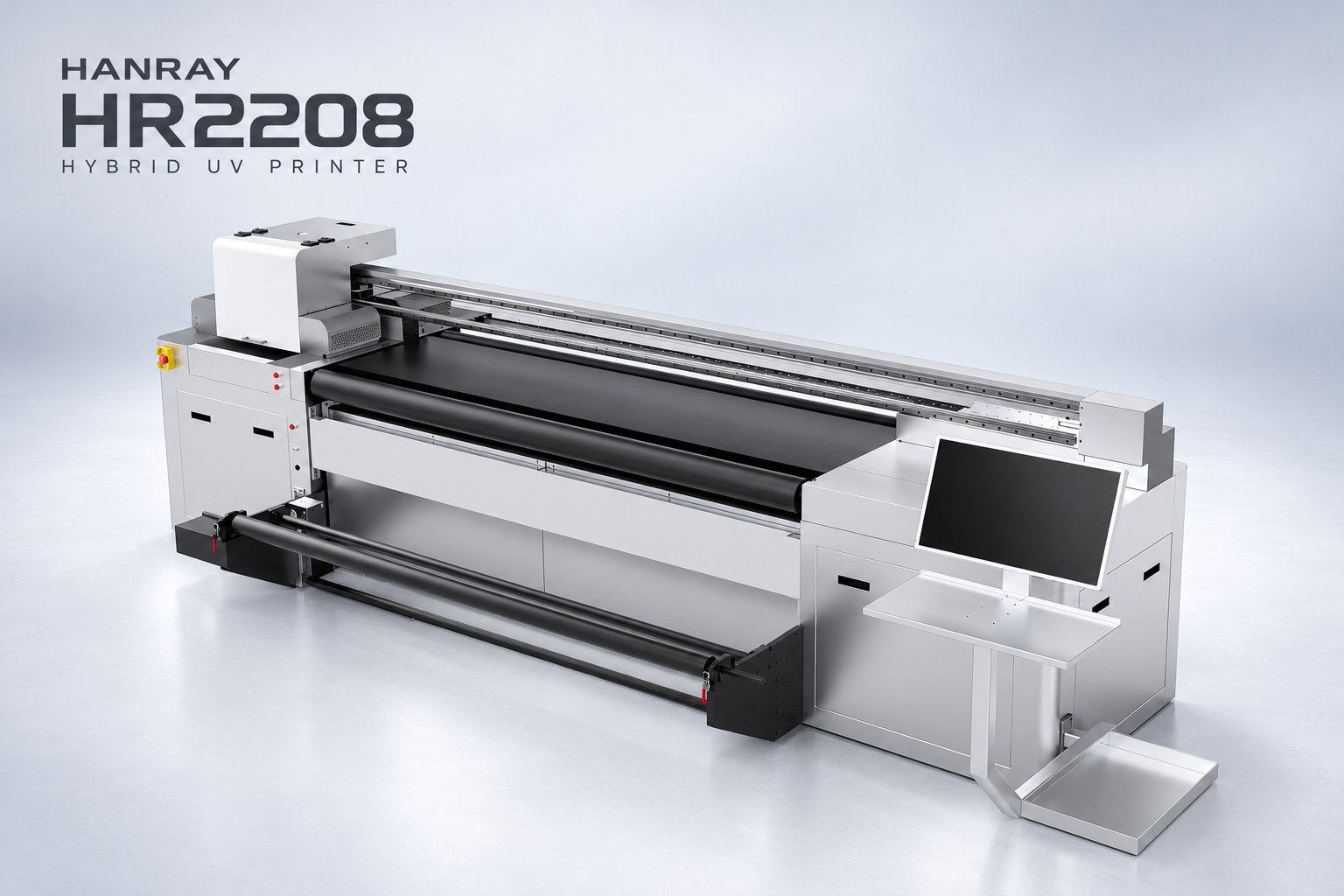 Hanray HR2208 hybrid UV printer for roll-to-roll media and rigid boards